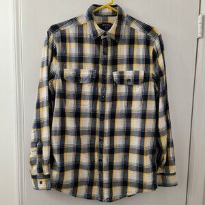 Men's Dark Navy Marigold Flannel Button-Down Shirt - Men's Medium